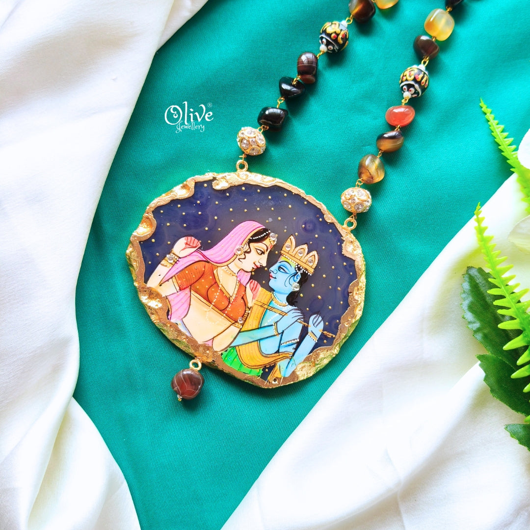 Natural Stone Tanjore Pendent-384