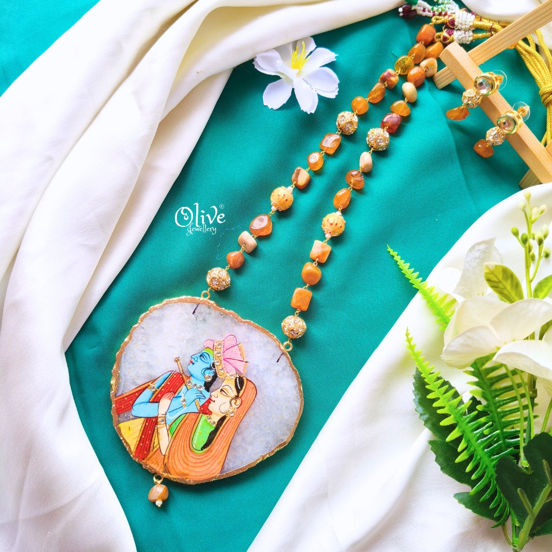 Natural Stone Tanjore Pendant-387