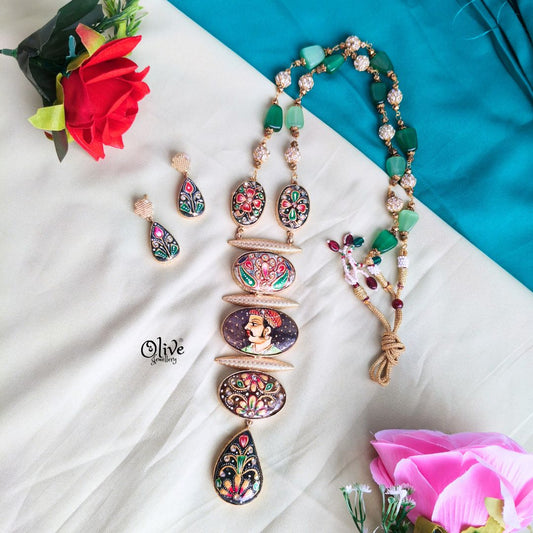 Tanjore Step Long Neckset -412