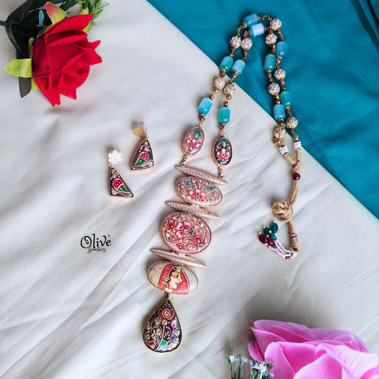 Tanjore Step Long Neckset -413