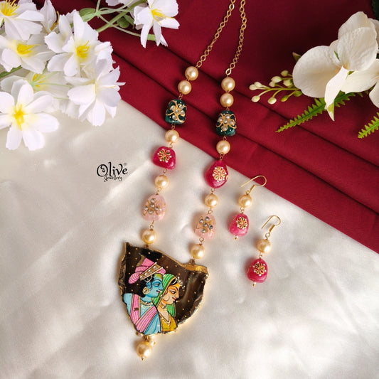 Natural Stone Tanjore Pendant -443