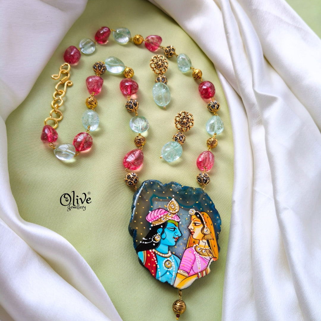 Natural Stone Tanjore Pendant -639
