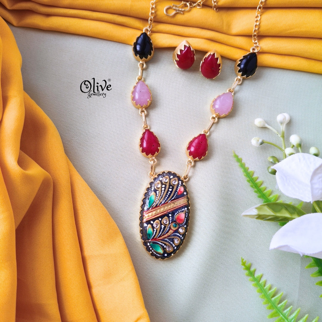 Natural Stone Tanjore Neckset-643