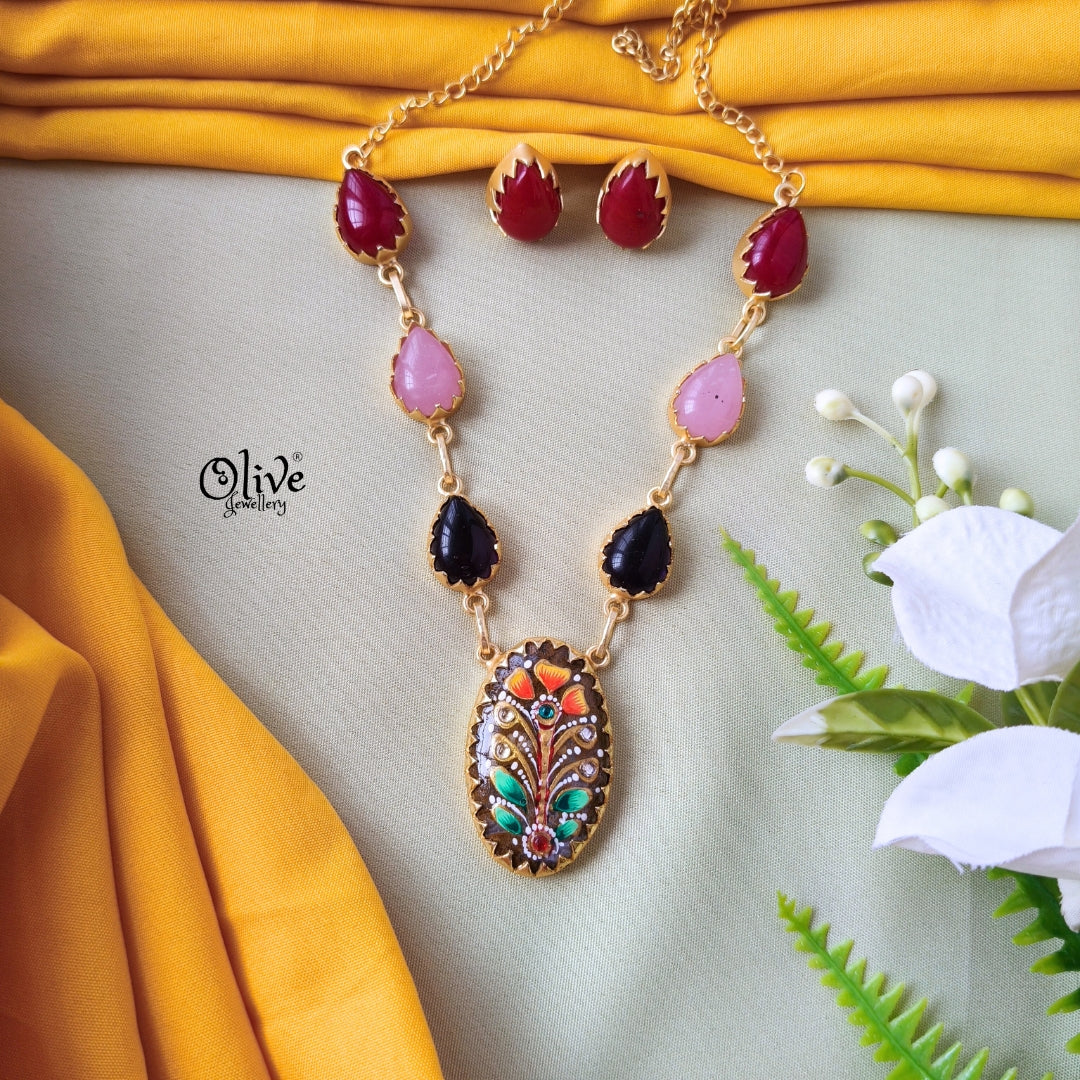 Natural Stone Tanjore Neckset-644