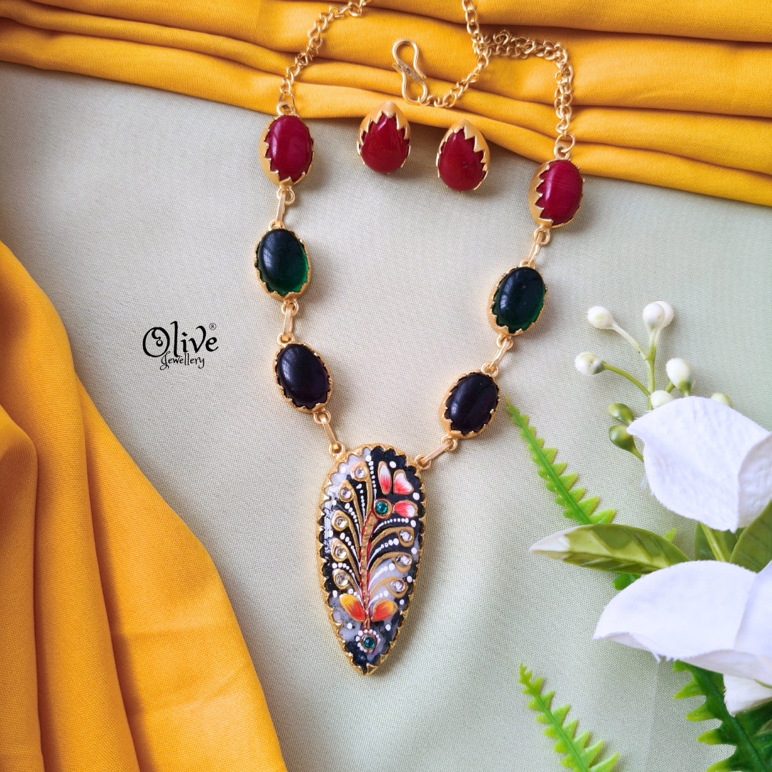Natural Stone Tanjore Neckset-645