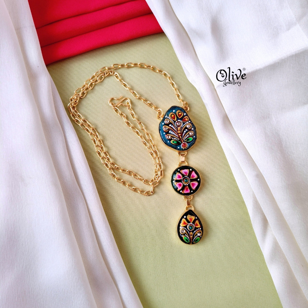 Tanjore Three Step Pendant Set - 655