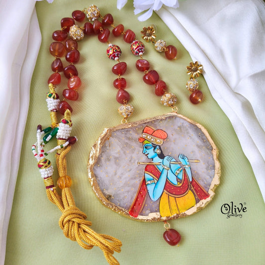 Natural Stone Tanjore Pendant-658