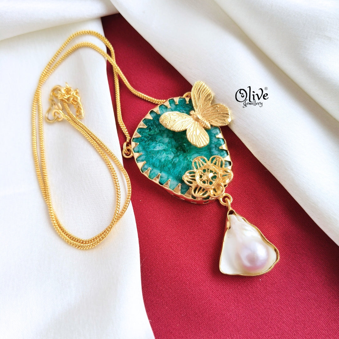 Natural Stone Butterfly Pendent-693