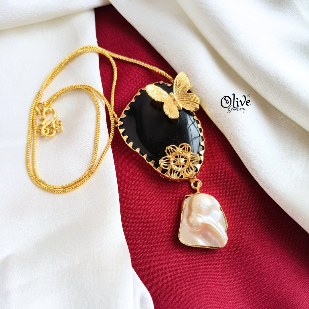 Natural Stone Butterfly Pendent-694