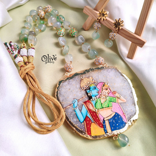 Natural Stone Tanjore Pendent-808