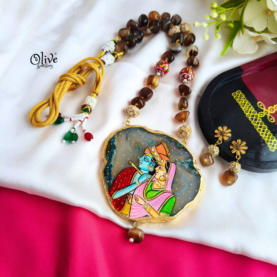 Natural Stone Tanjore Pendant-852