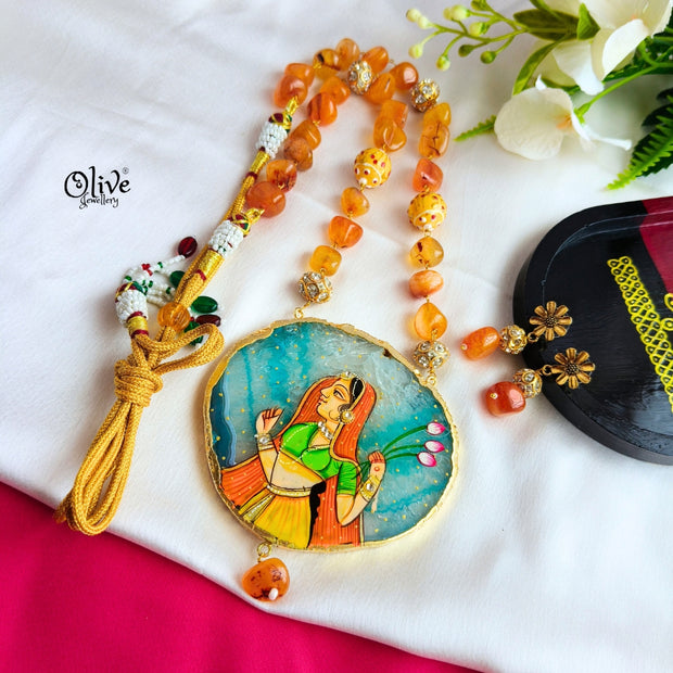 Natural Stone Tanjore Pendant-855