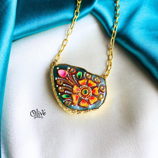 Natural Stone Tanjore Pendant-863