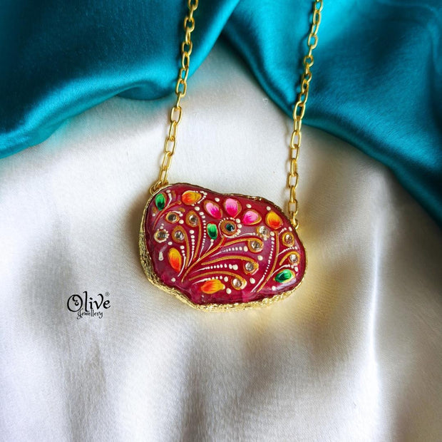 Natural Stone Tanjore Pendant-874