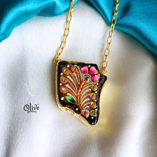Natural Stone Tanjore Pendant-877