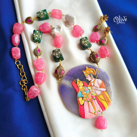 Natural Stone Tumble Beads Neckset-930