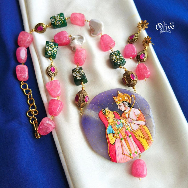 Natural Stone Tumble Beads Neckset-930