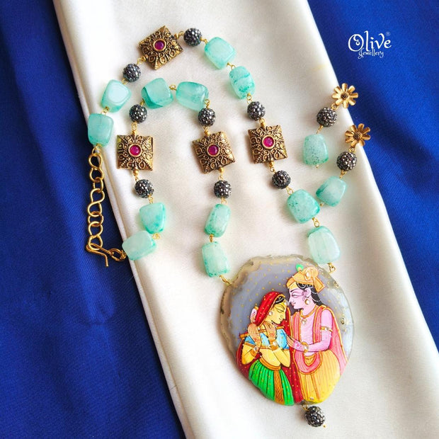 Natural Stone Tumble Beads Neckset-945