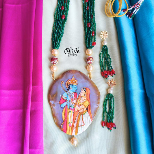 Natural Stone Tanjore Pendant -953