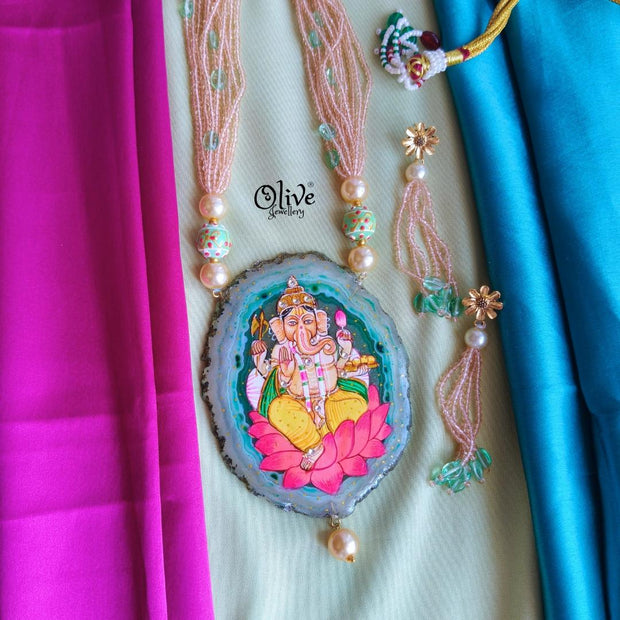 Natural Stone Tanjore Pendant -968