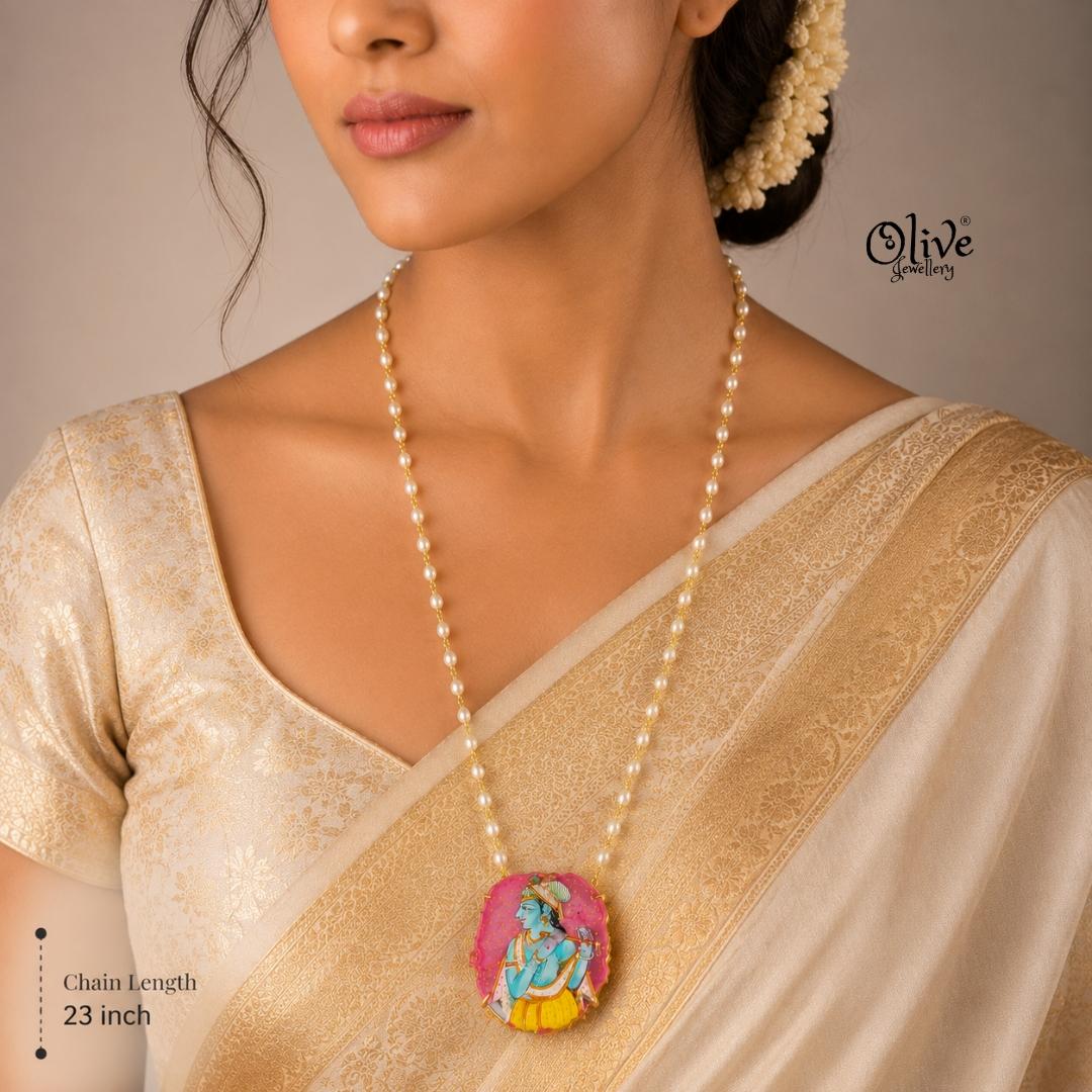Natural Stone Tanjore Pendant-1005