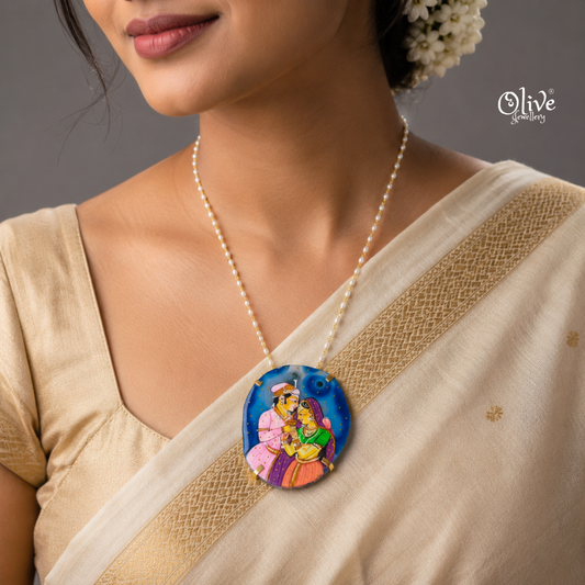 Natural Stone Tanjore Pendant-1006