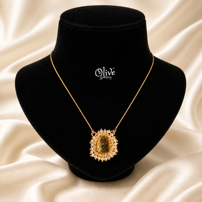 Gem Stone Collection Pendent - Collet Fitting - with Pearls - 26