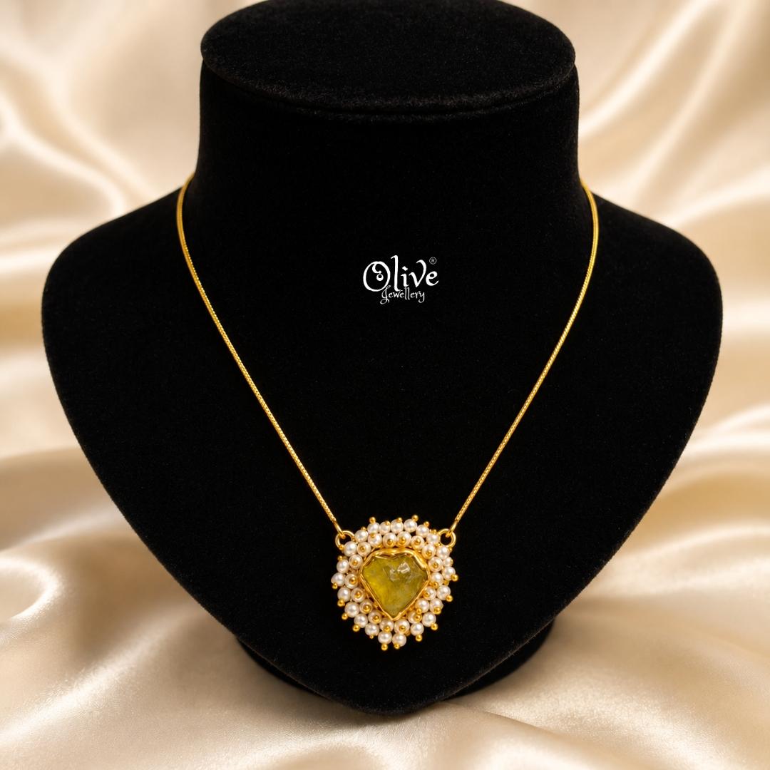 Gem Stone Collection Pendent - Collet Fitting - with Pearls - 26