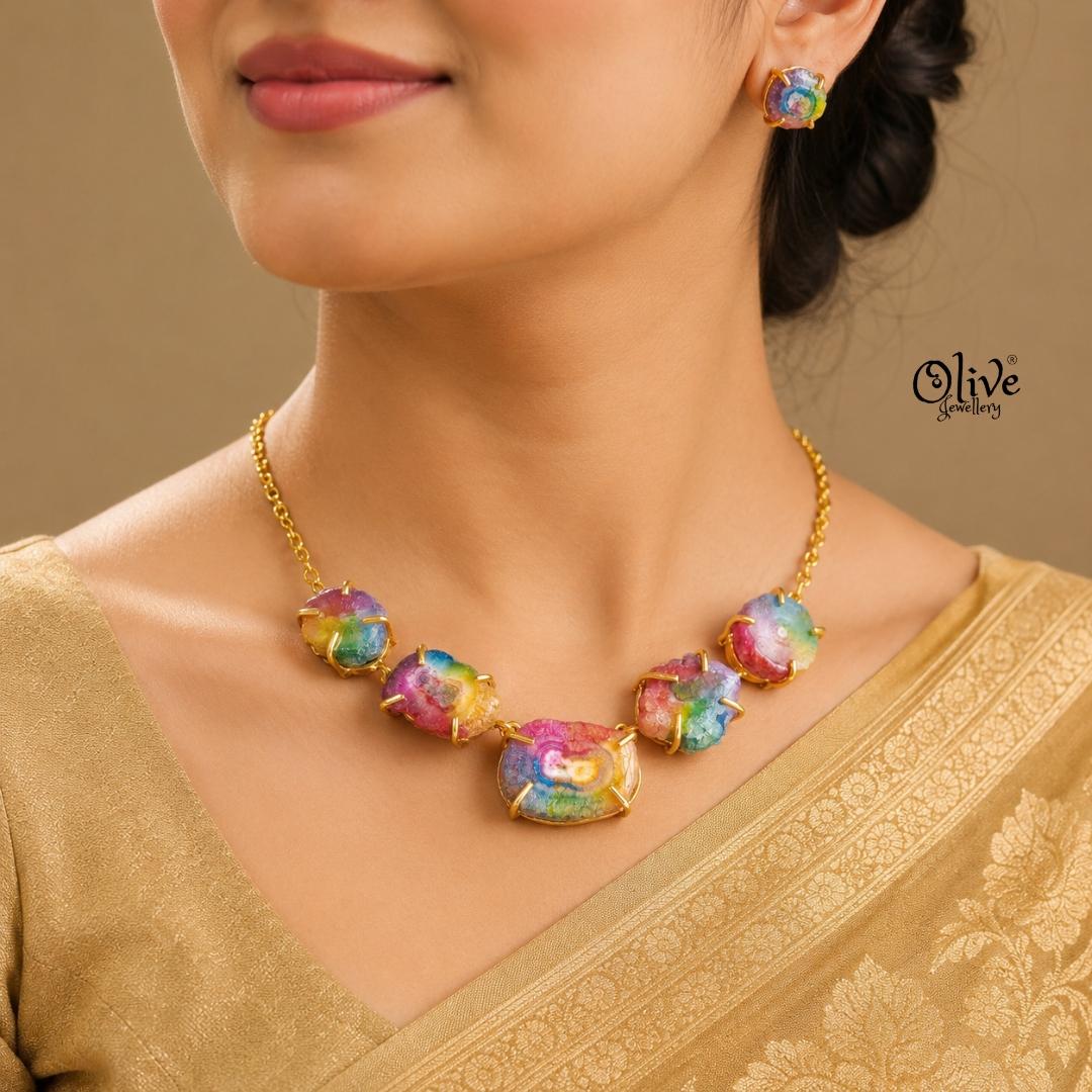 Natural Stone Neckset -Claw Fitting-1025