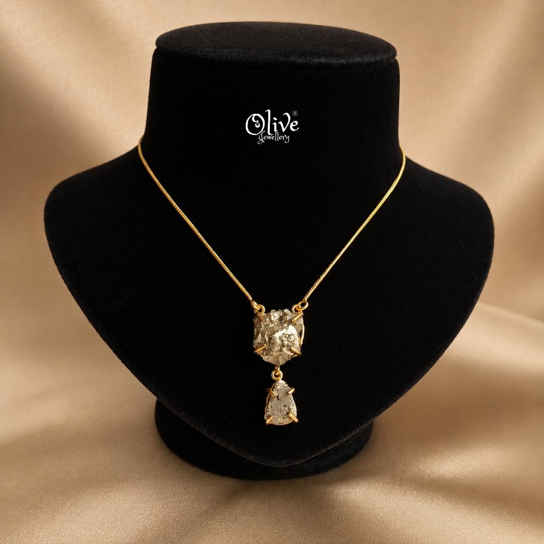 Natural Stone chain-Claw Fitting - Pyrite Stone -1039