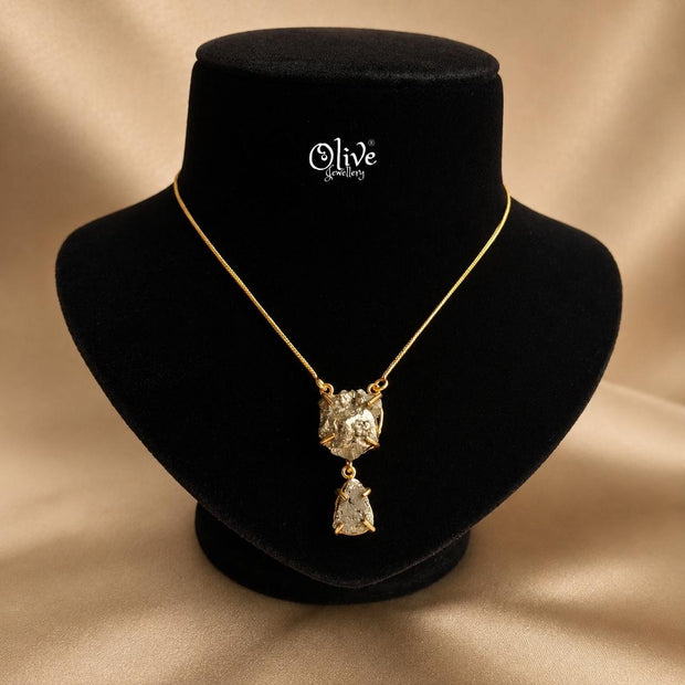 Natural Stone chain-Claw Fitting - Pyrite Stone -1039