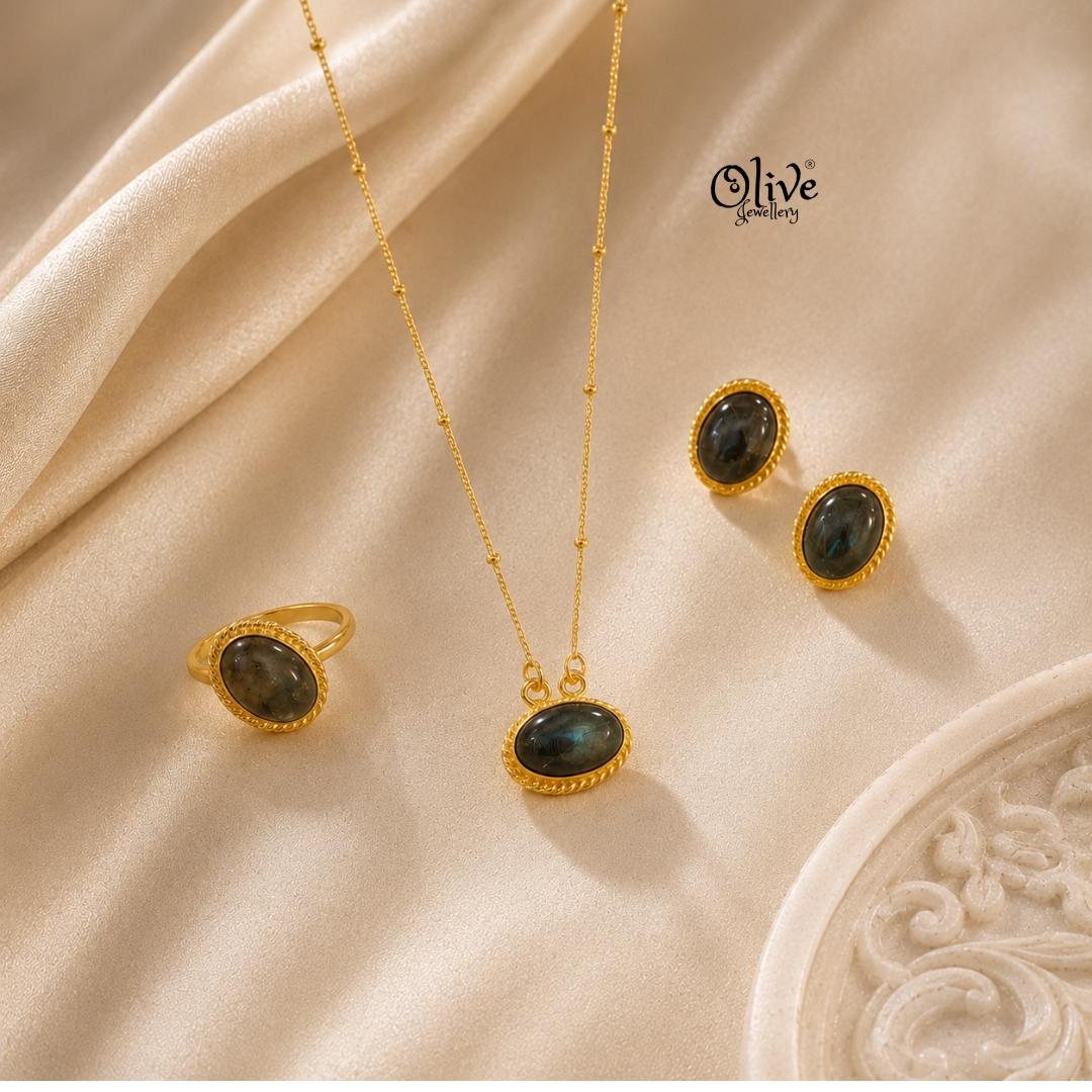 Natural Stone Pendant-1069 (Combo Set)