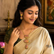 Tanjore Three Step Pendant Set -1177