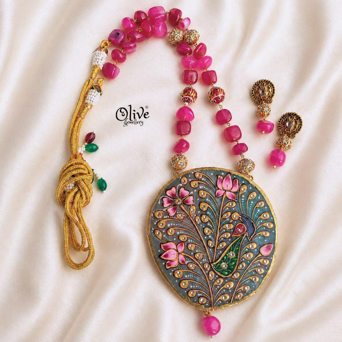 Natural Stone Tanjore Pendant-1249