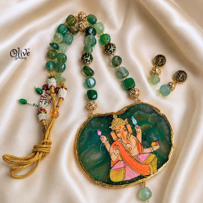 Natural Stone Tanjore Pendant-1252