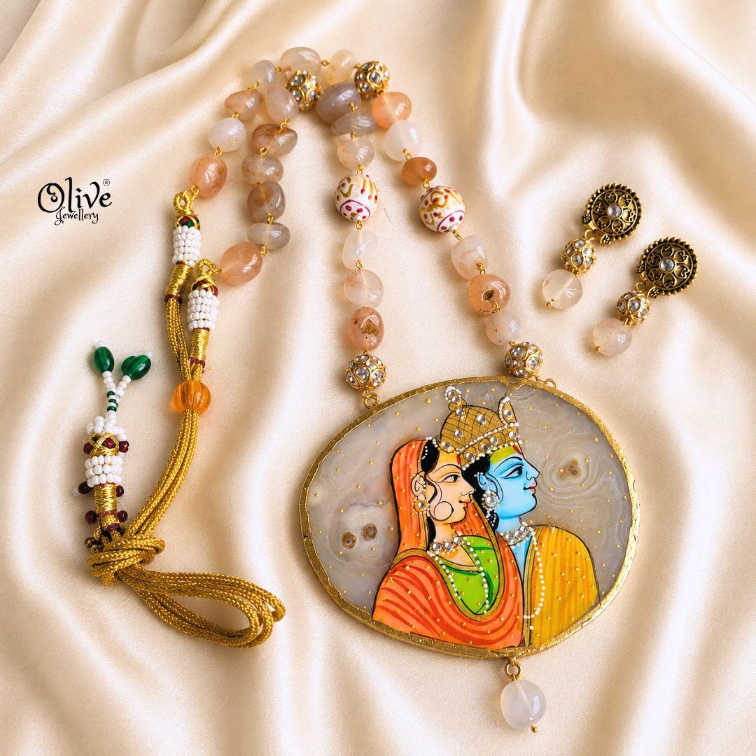 Natural Stone Tanjore Pendant-1254