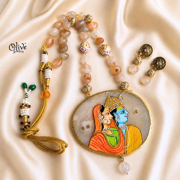 Natural Stone Tanjore Pendant-1254