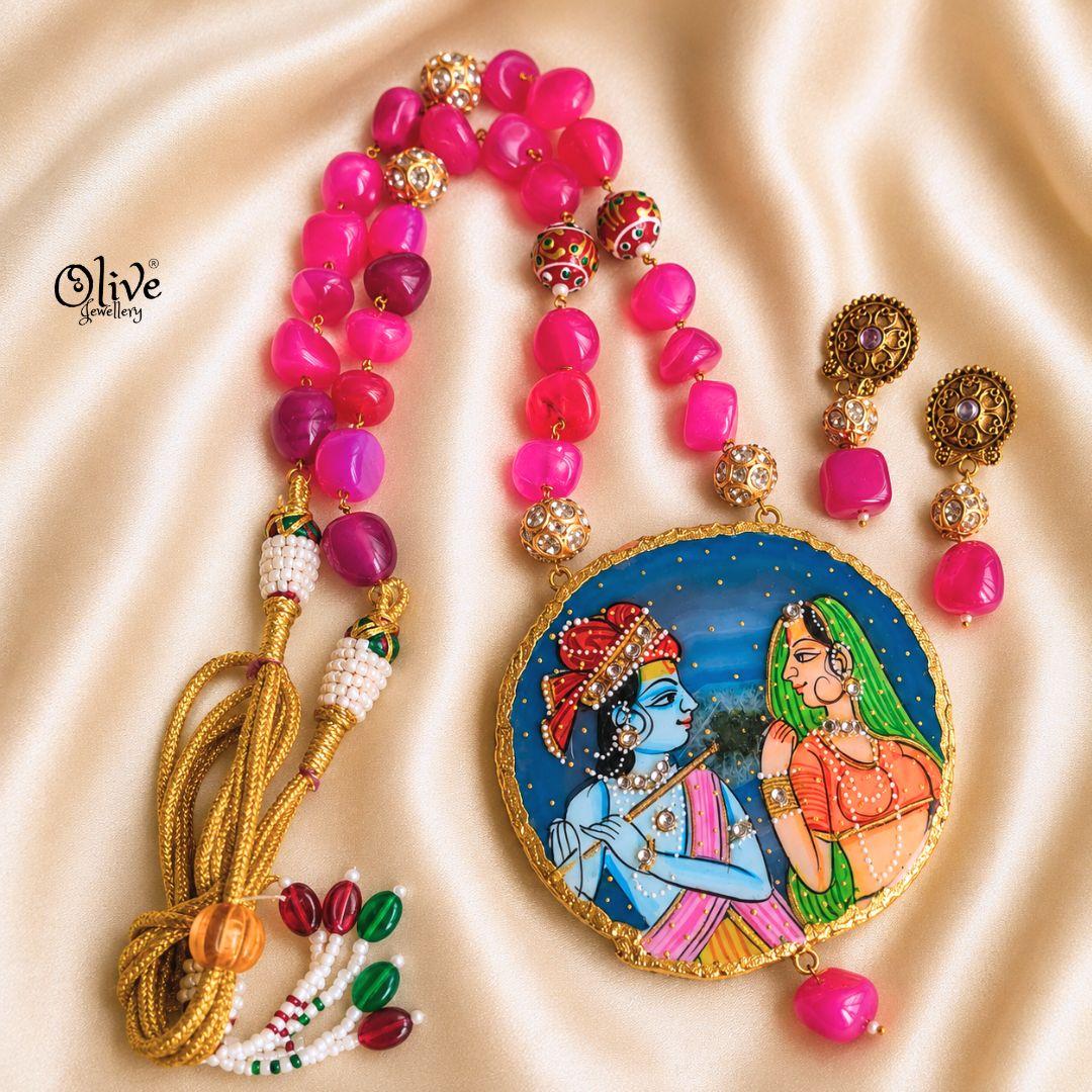 Natural Stone Tanjore Pendant-1255
