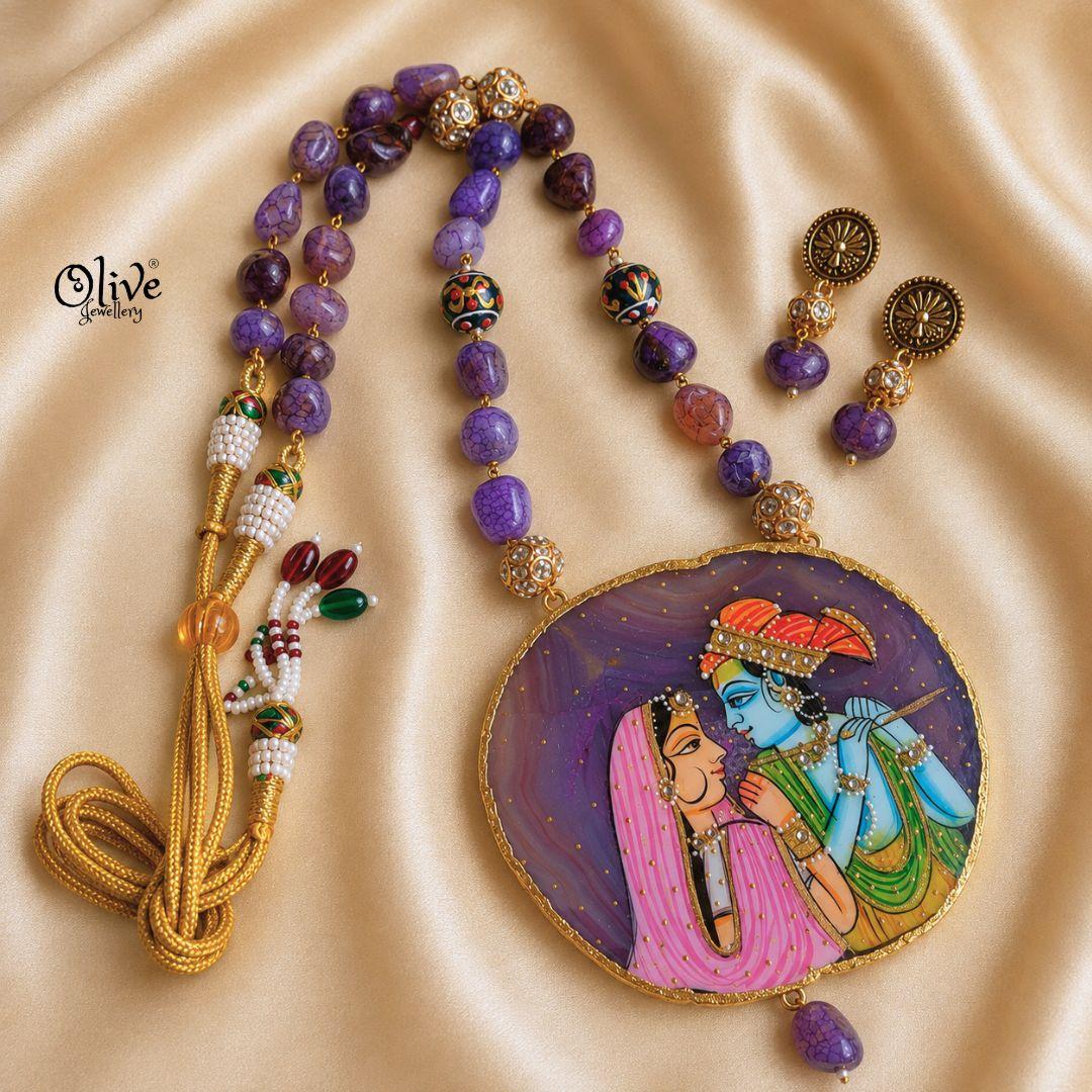 Natural Stone Tanjore Pendant-1256