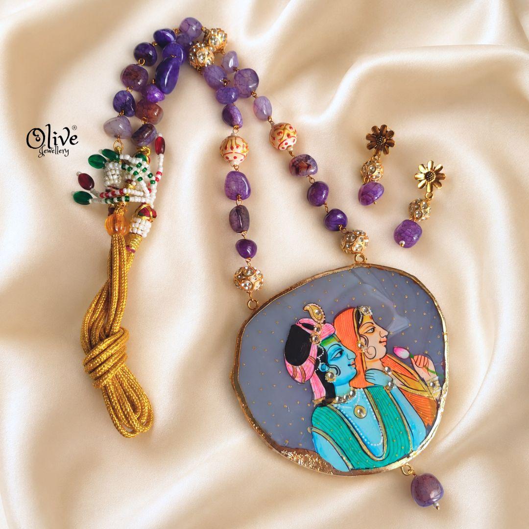 Natural Stone Tanjore Pendant-1257