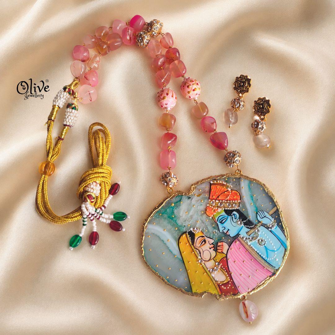 Natural Stone Tanjore Pendant-1258