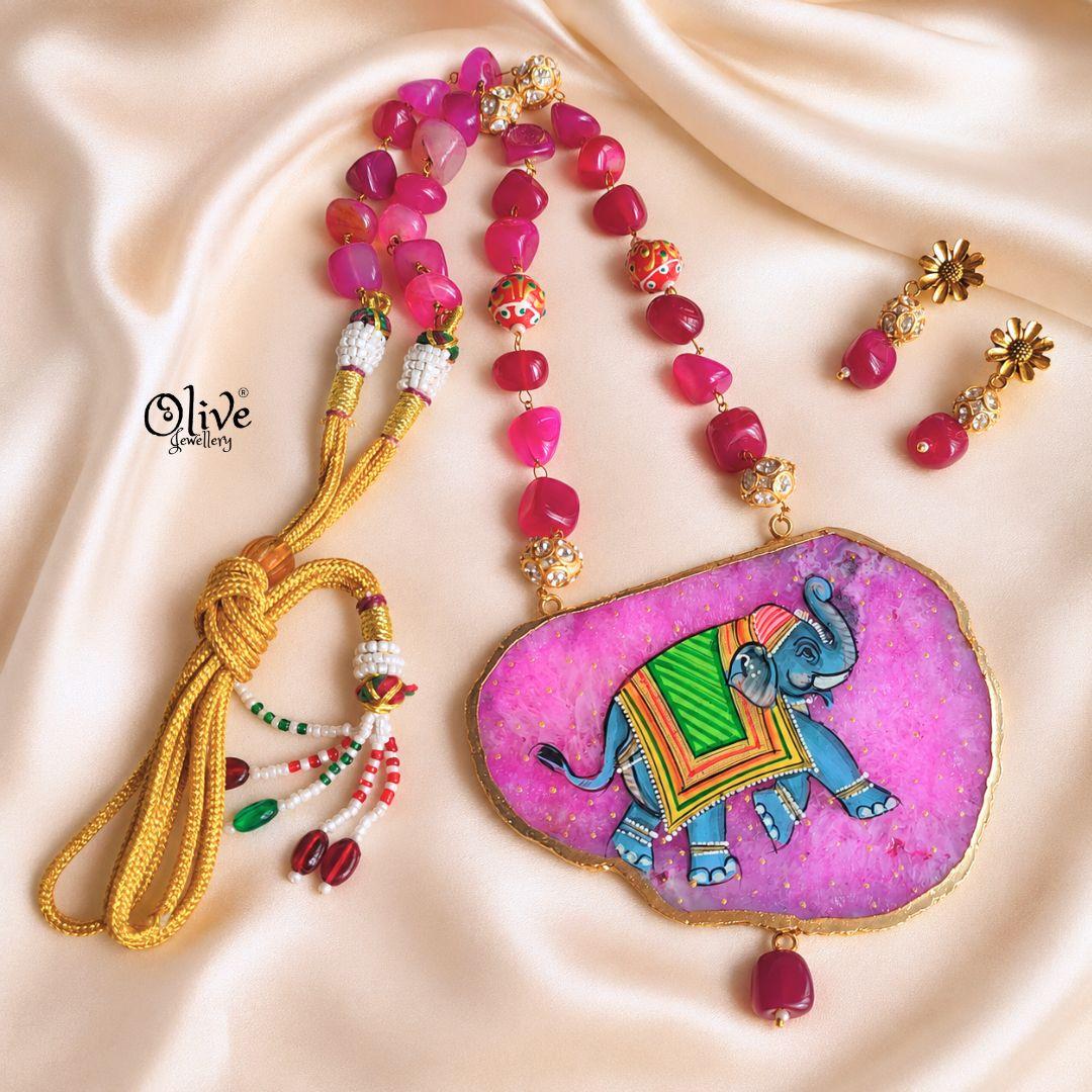 Natural Stone Tanjore Pendant-1262