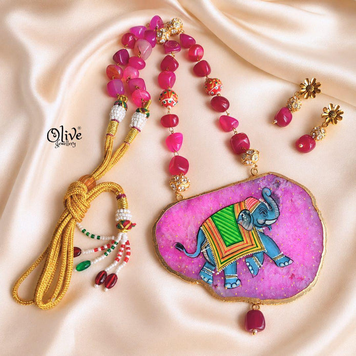 Natural Stone Tanjore Pendant-1262