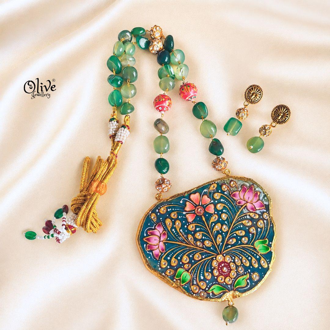 Natural Stone Tanjore Pendant-1264