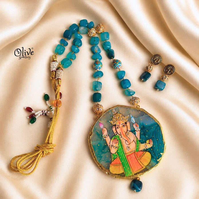 Natural Stone Tanjore Pendant-1265