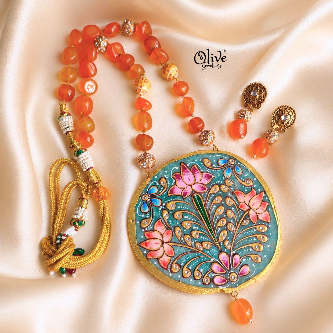 Natural Stone Tanjore Pendant-1266