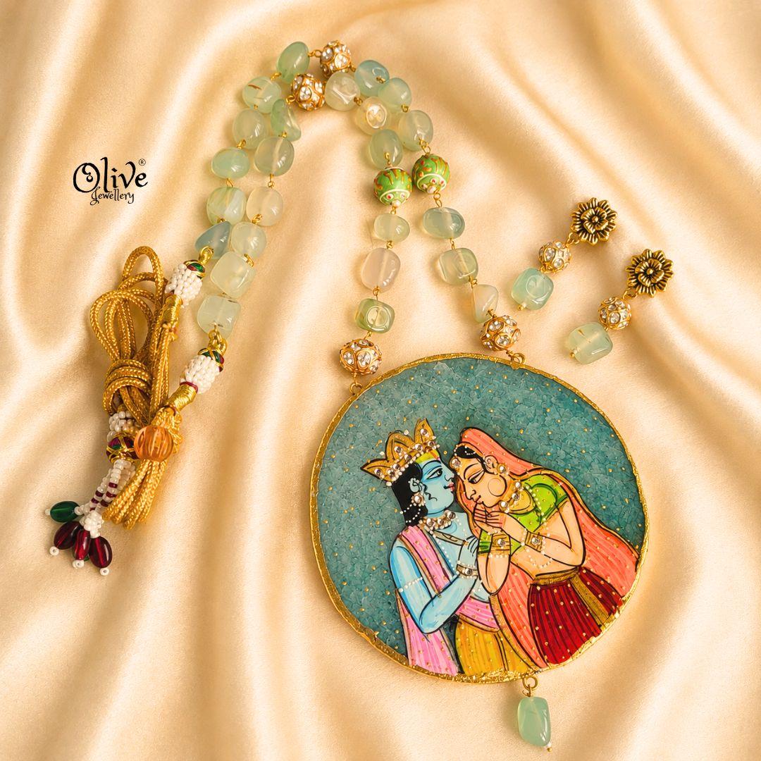 Natural Stone Tanjore Pendant-1267