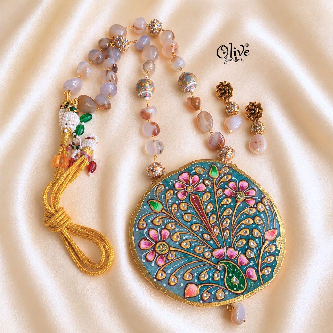 Natural Stone Tanjore Pendant-1268