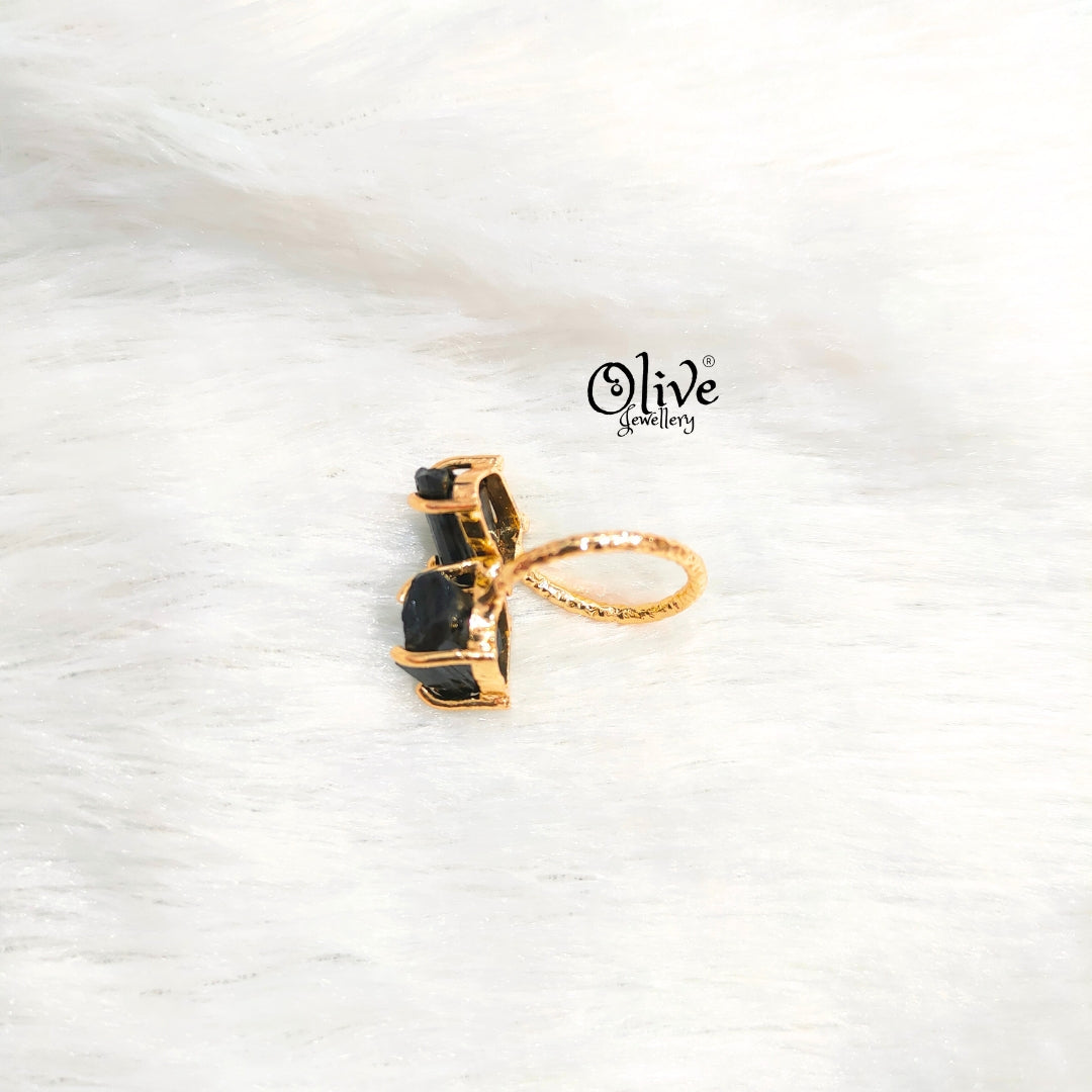 Natural Stones Finger Rings - Claw Fitting - Rough Shape - Double Stone