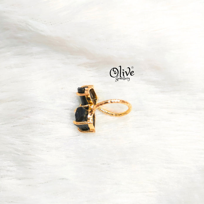 Natural Stones Finger Rings - Claw Fitting - Rough Shape - Double Stone